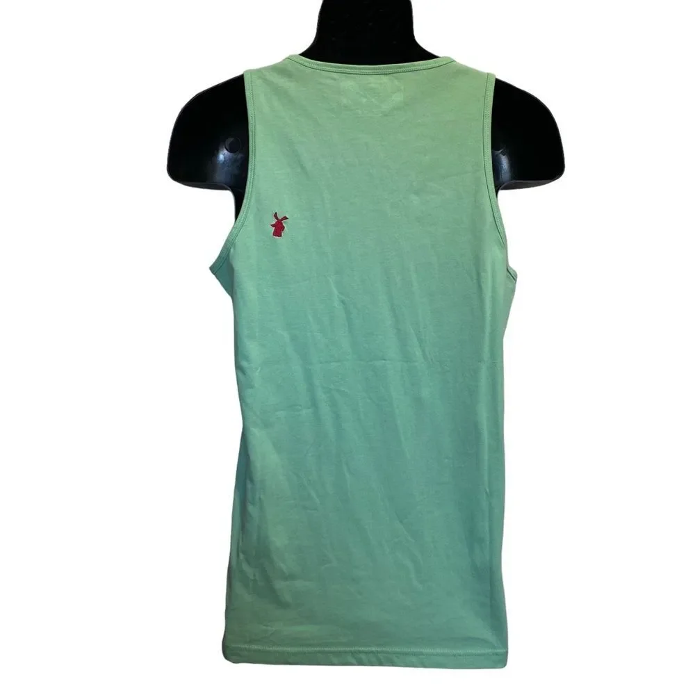 Dutch Bros Mint Green Smiley Faces Graphic Tank Top Coffee Merch Unisex Sz M